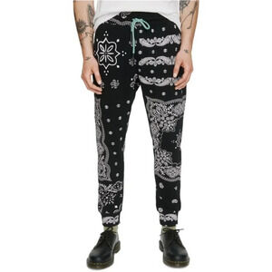 Elevenparis Men's Black Paisley Casual Jogger Pants. Sz:‎ XL